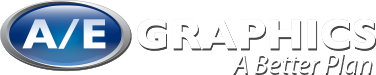 A/E Graphics logo with tagline